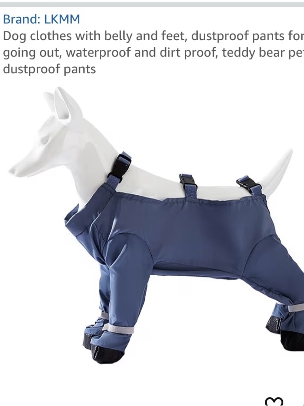 Waterproof Dog Rain/Bug Suit with Full Legs and Paws